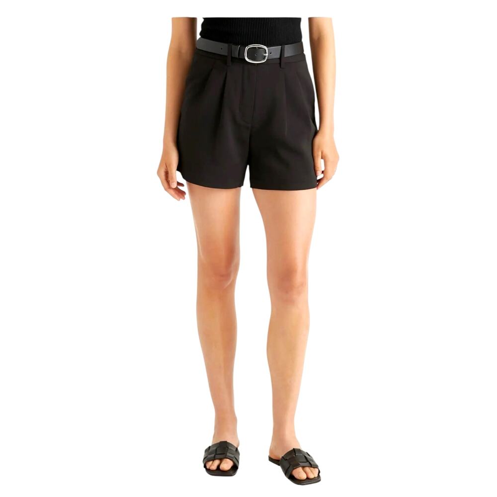 Quince women's Stretch Crepe Pleated Shorts size 0 Black color, sold out online